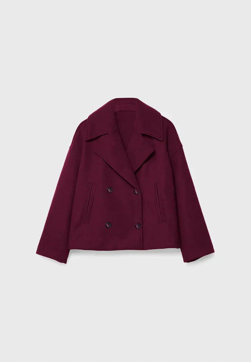 Veste courte en laine à double boutonnage