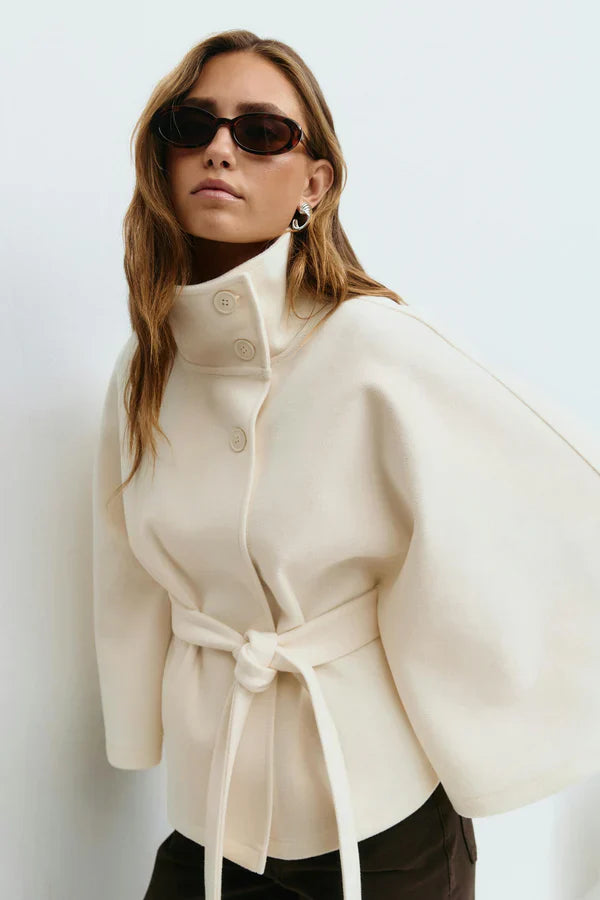 Elegante Gürtel-Cape-Jacke