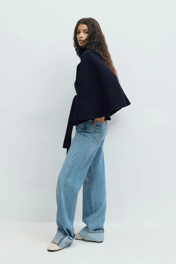 Elegante Gürtel-Cape-Jacke