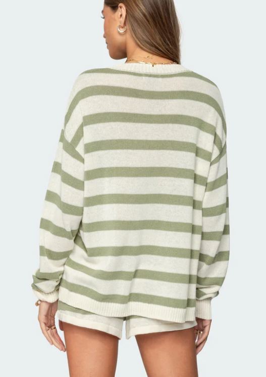 Gestreiftes Strick-Loungewear-Set