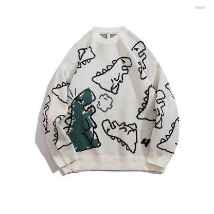 Pull en maille dinosaure rétro