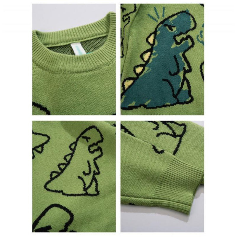 Pull en maille dinosaure rétro