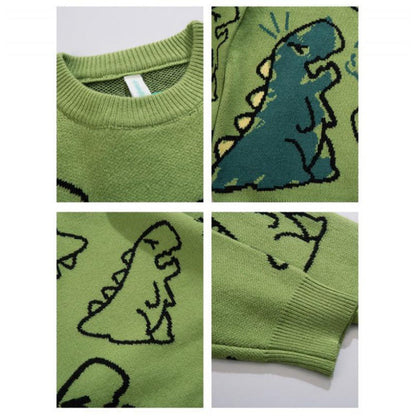Pull en maille dinosaure rétro