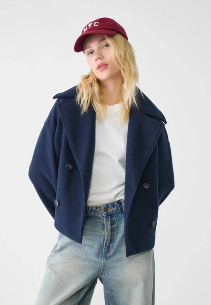 Kurze zweireihige Wolljacke