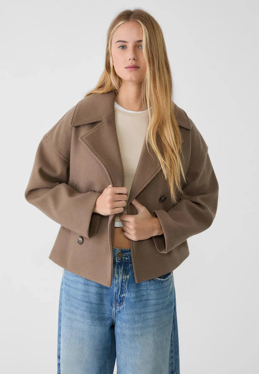 Kurze zweireihige Wolljacke